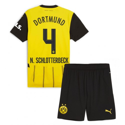 Fotballdrakt Barn Borussia Dortmund Nico Schlotterbeck #4 Hjemmedraktsett 2024-25 Kortermet (+ Korte bukser)